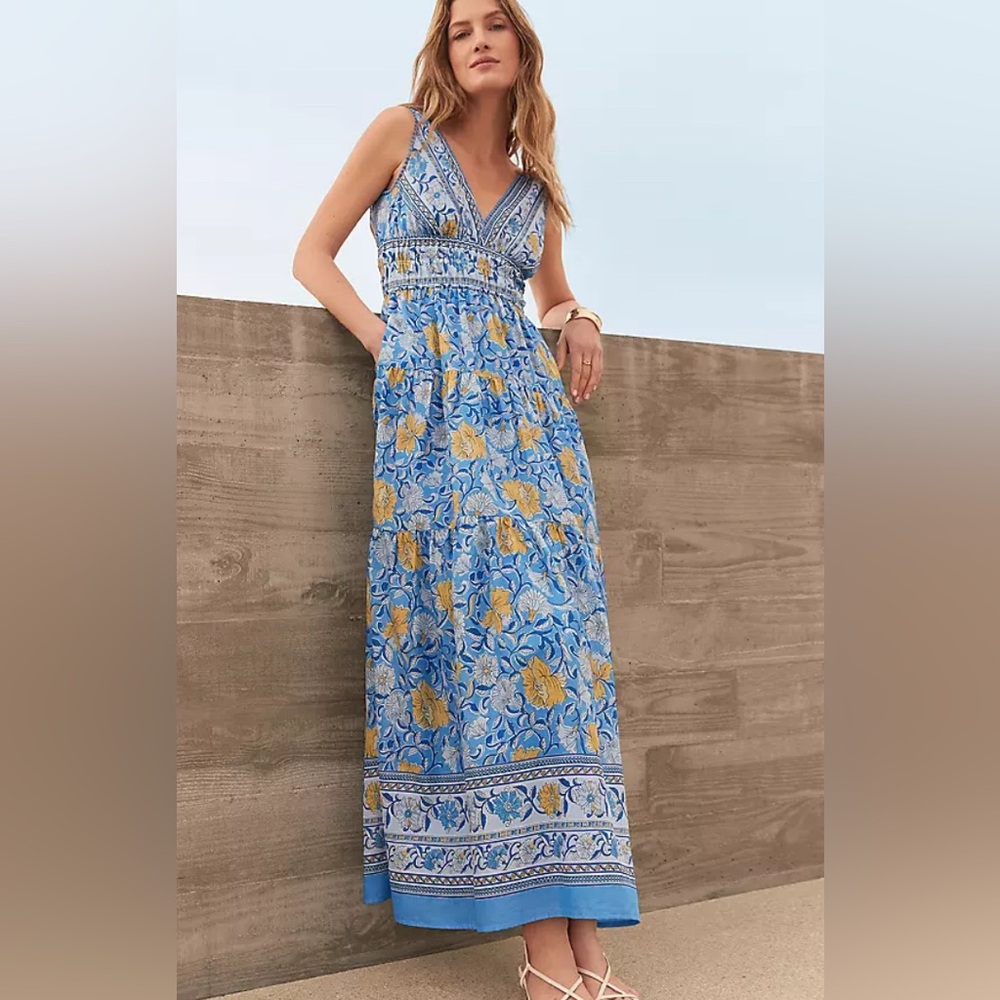 Ann Taylor Floral V neck maxi dress size 10 new